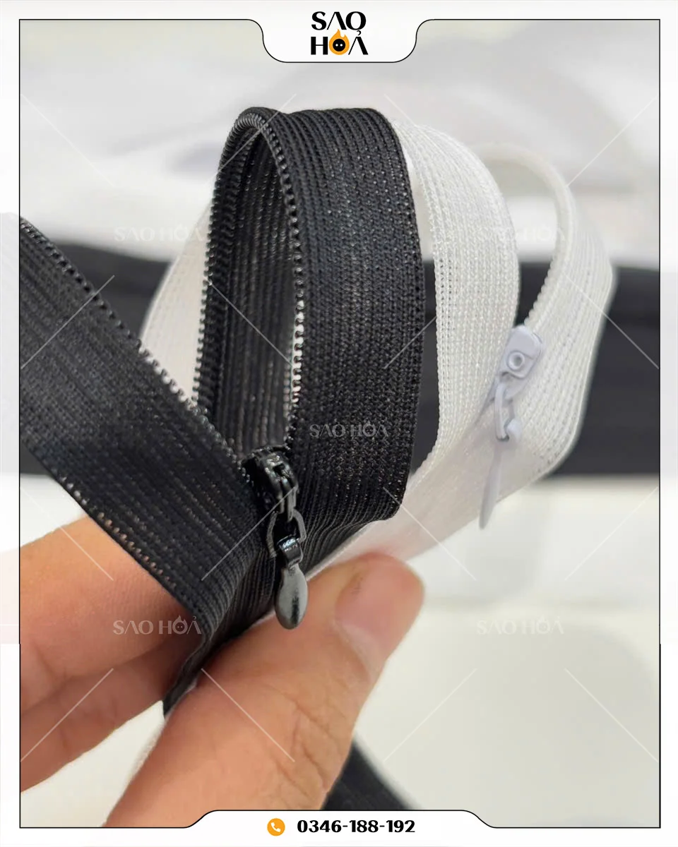 A182 Khóa giọt lệ KCT 25cm đen trắng sẵn sll